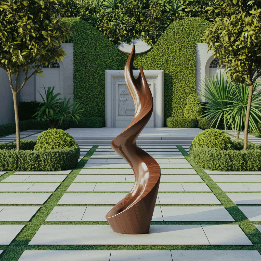 Rustic Large Twisted Spiral Floor Art For Outdoor Garden