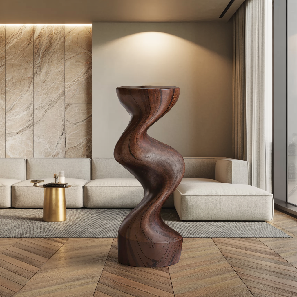 Farmhouse Solid Wood Abstract Sculpture For Garden