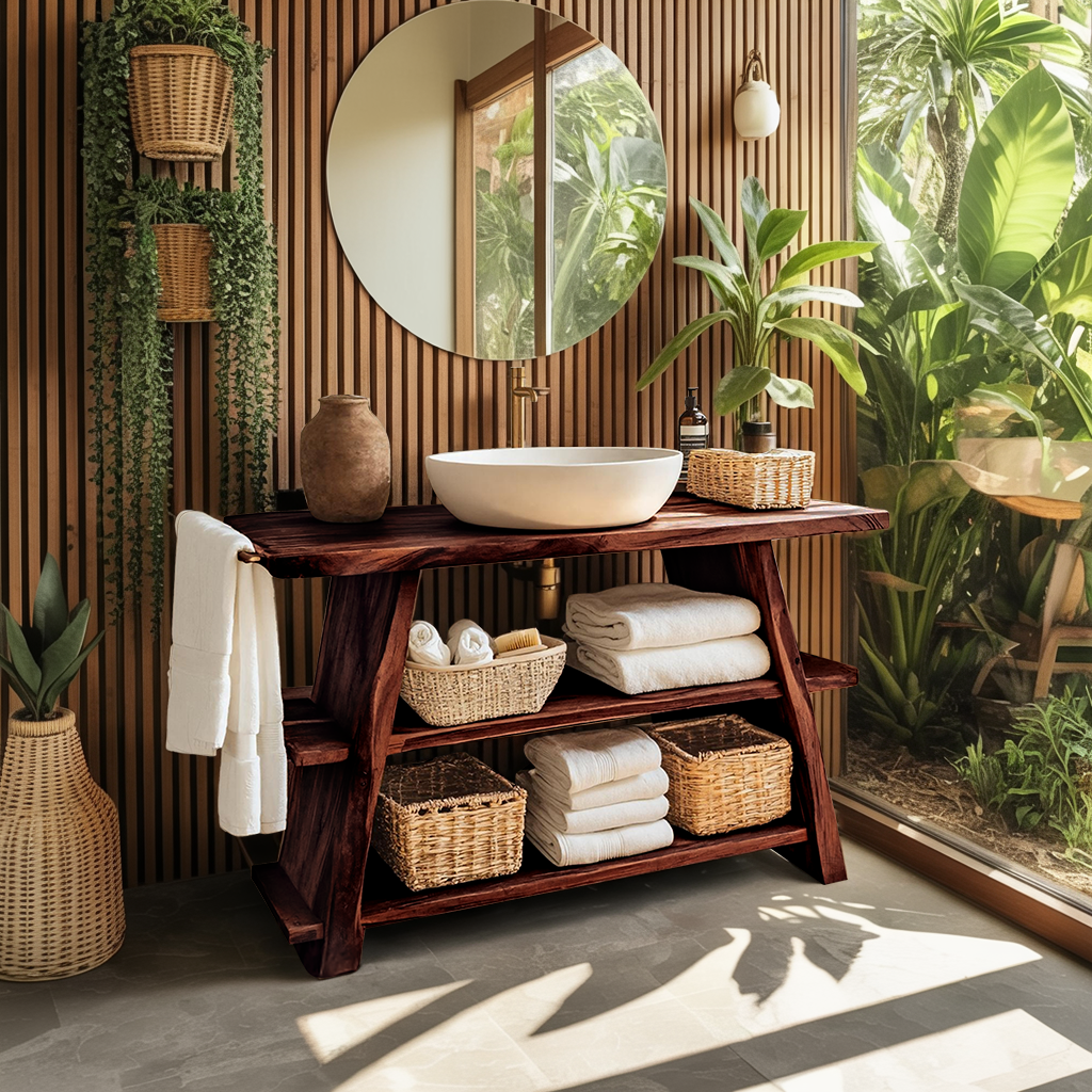 Rustic Vanity With Drawer For Compact Bathroom Spaces