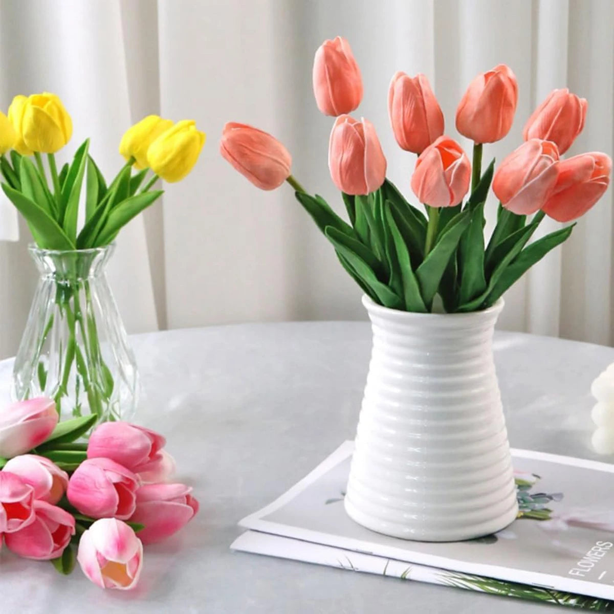 Real Touch Artificial Tulip Bouquet for Home & Weddings