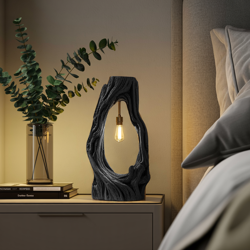 Rustic Floor Lamp With Exposed Bulb For Living Room