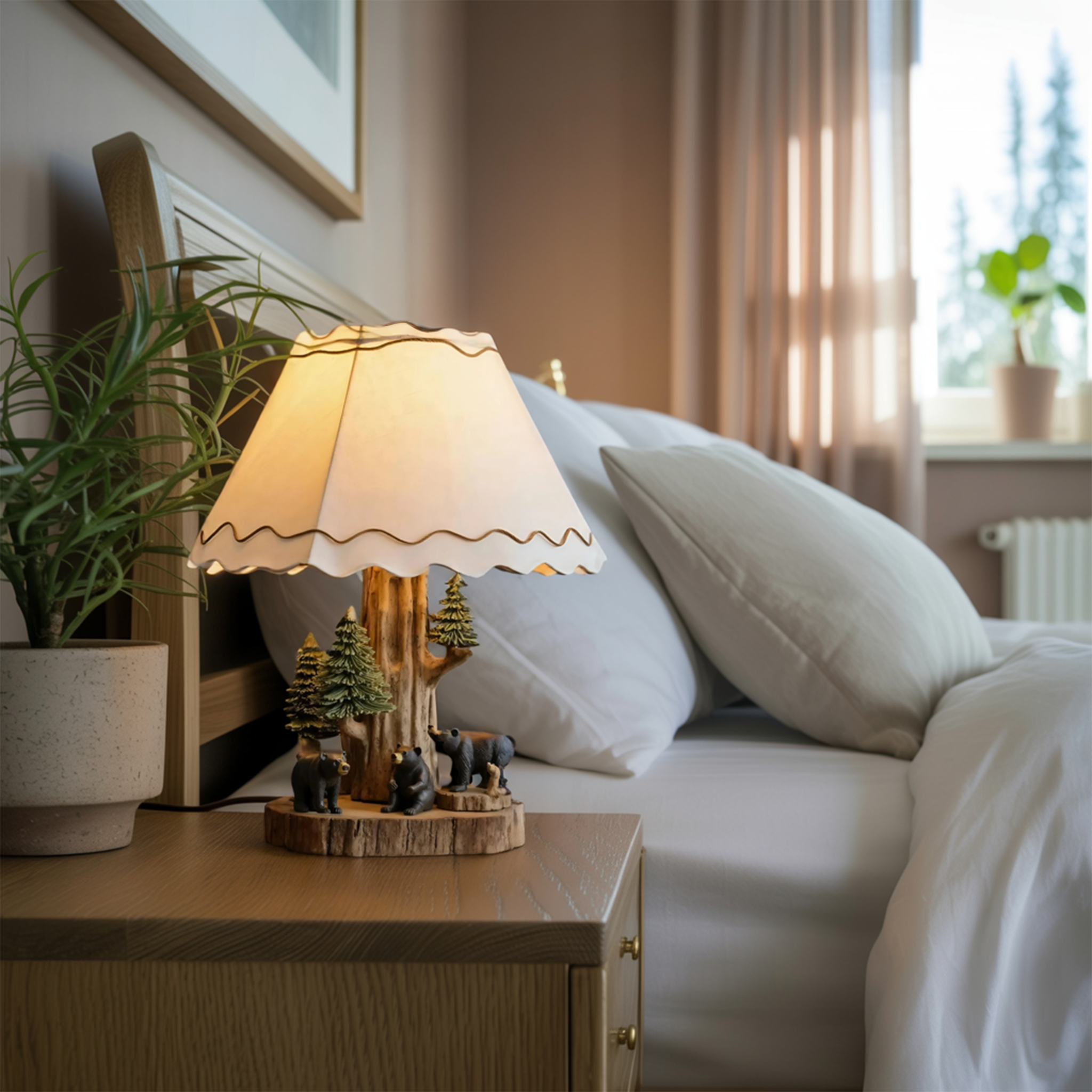 Rustic Bear Table Lamp For Cozy Winter Decor