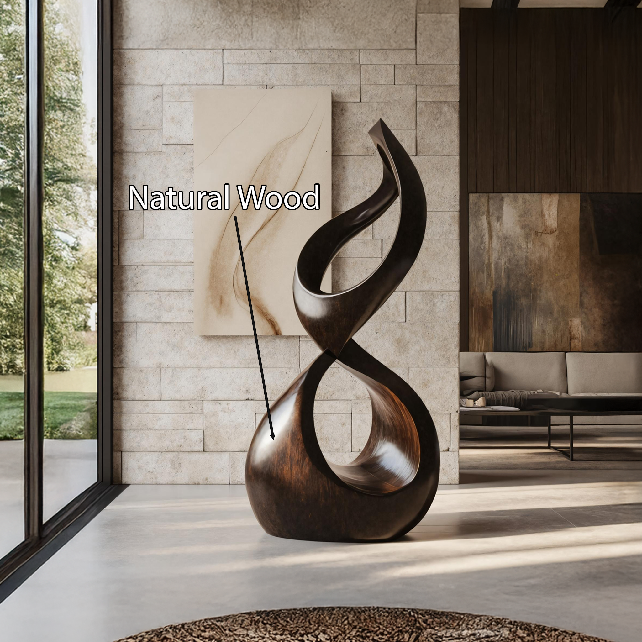Rustic Large Wooden Sculpture For Outdoor Garden Style