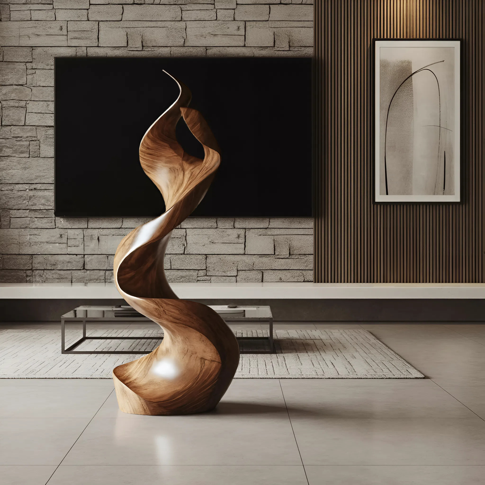 Rustic Large Wooden Sculpture For Furniture Art Feature