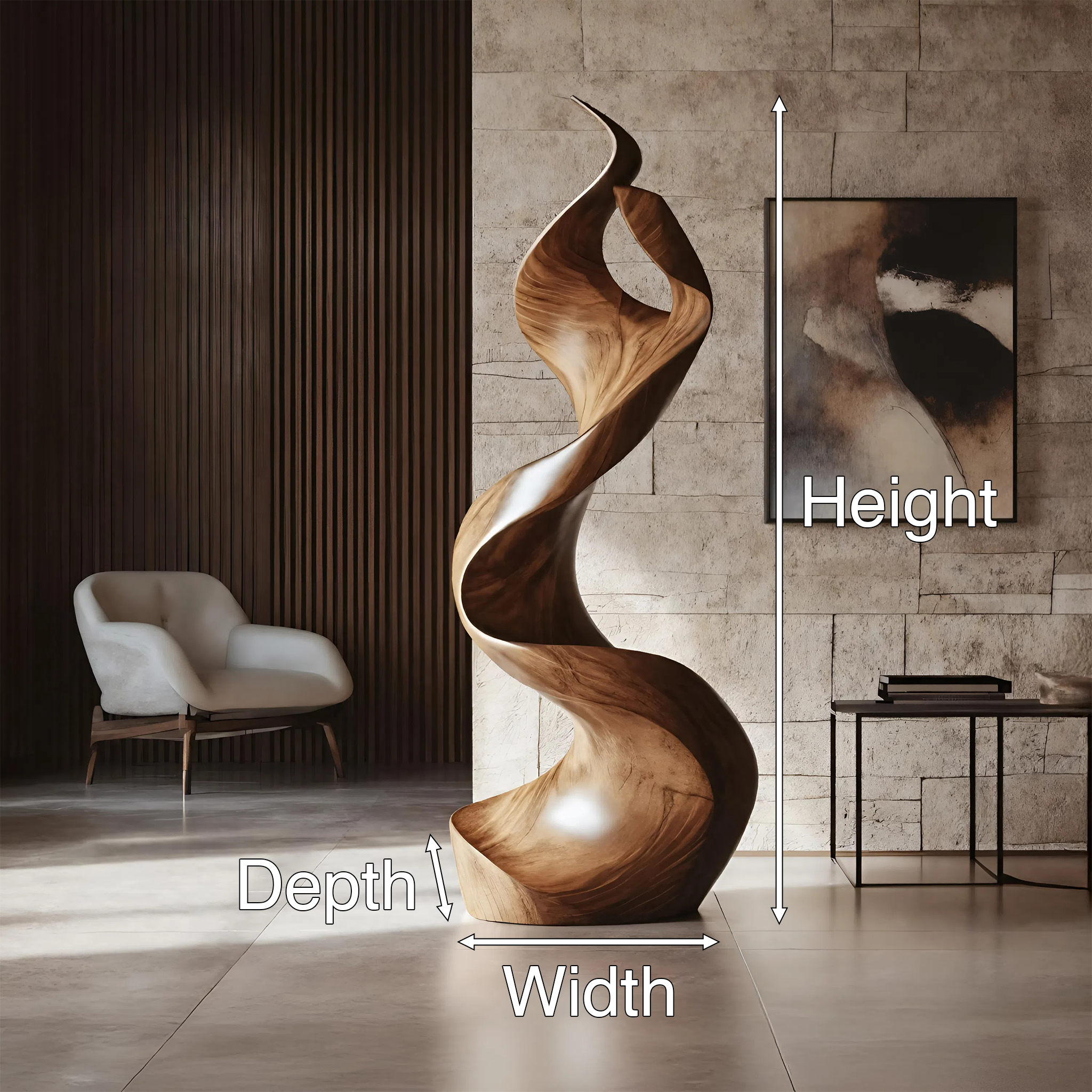 Rustic Large Wooden Sculpture For Furniture Art Feature