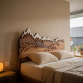 Rustic Style Mountain Carved Headboard Wall Art Bedroom