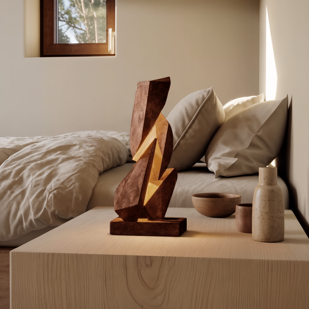 Rustic Geometric Table Lamp For Bedroom Nightstand