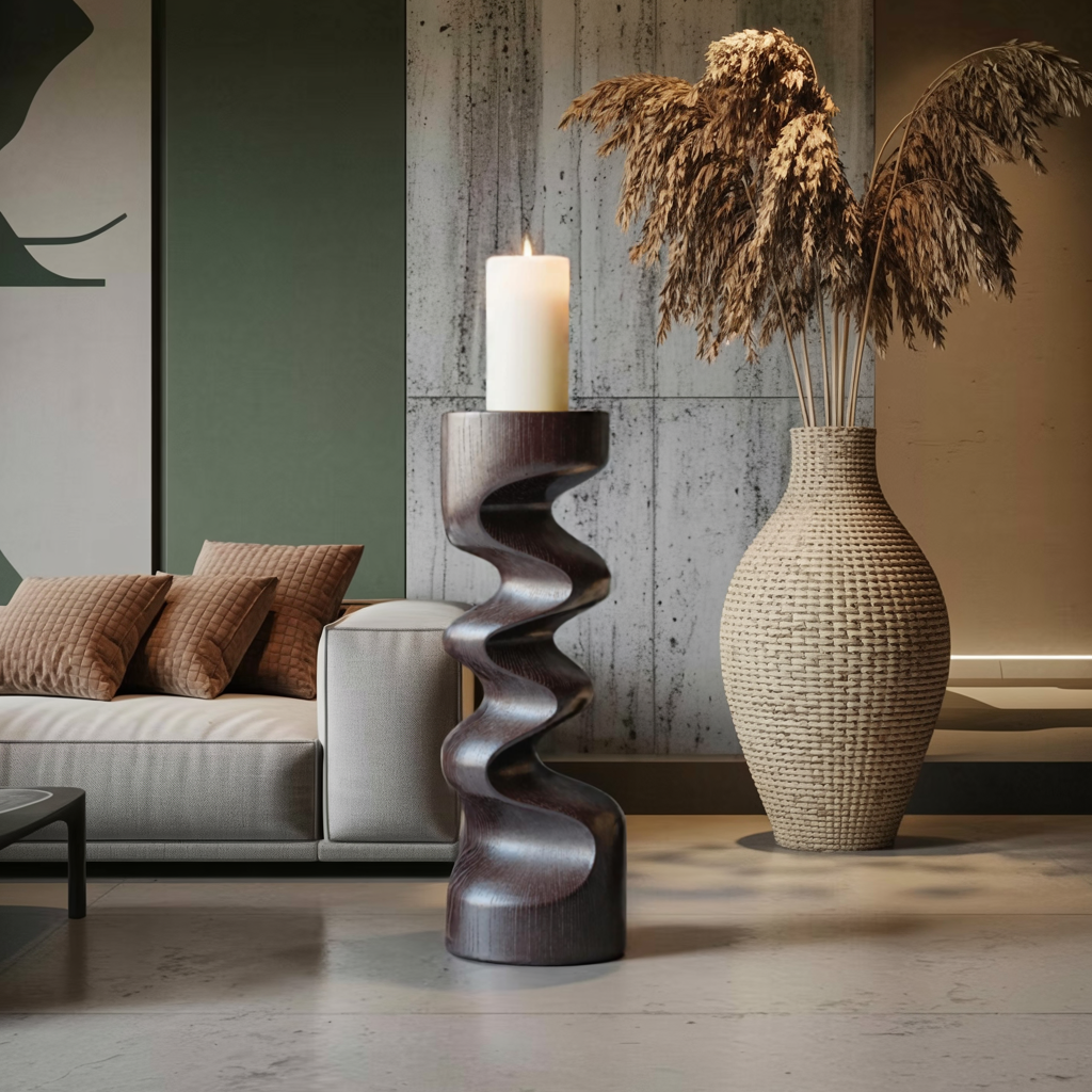 Rustic Wooden Abstract Decor For Living Room Display