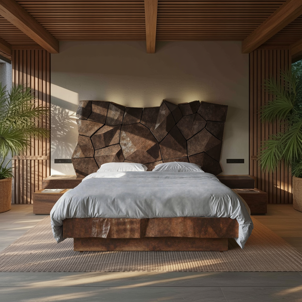 Modern Geometric Headboard Panel For King Or Queen Bed